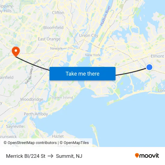 Merrick Bl/224 St to Summit, NJ map
