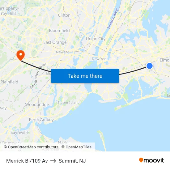 Merrick Bl/109 Av to Summit, NJ map