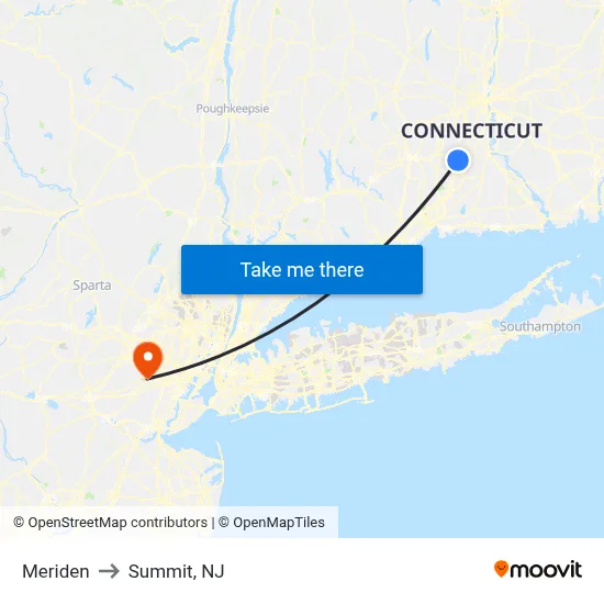Meriden to Summit, NJ map