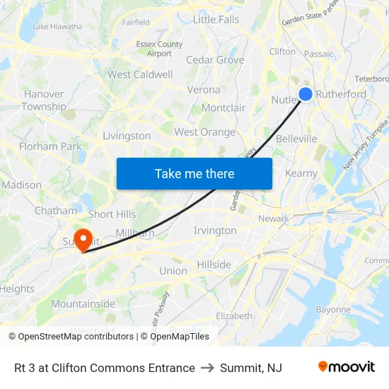 Rt 3 at Clifton Commons Entrance to Summit, NJ map