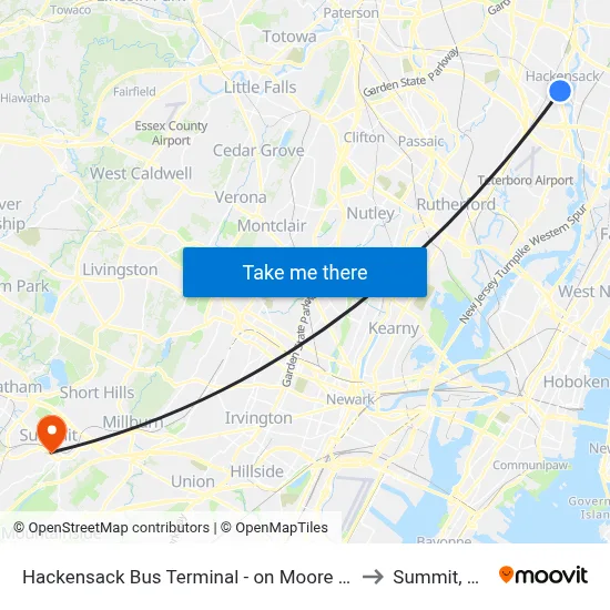 Hackensack Bus Terminal - on Moore St to Summit, NJ map
