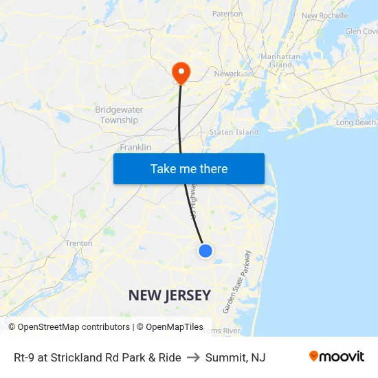 Rt-9 at Strickland Rd Park & Ride to Summit, NJ map