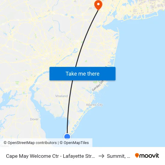 Cape May Welcome Ctr - Lafayette Street to Summit, NJ map