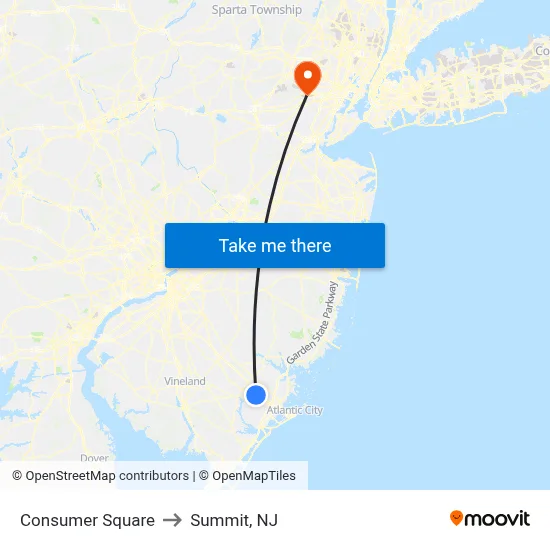 Consumer Square to Summit, NJ map