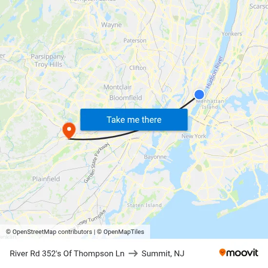 River Rd 352's Of Thompson Ln to Summit, NJ map