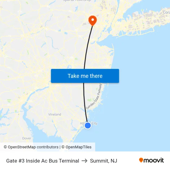 Gate #3 Inside  Ac Bus Terminal to Summit, NJ map
