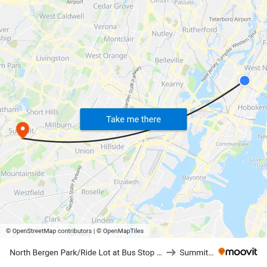 North Bergen Park/Ride Lot at Bus Stop Opposite T to Summit, NJ map