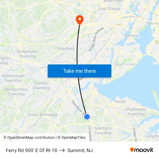 Ferry Rd 900' E Of Rt-18 to Summit, NJ map