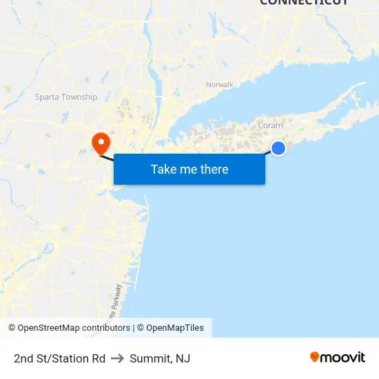 2nd St/Station Rd to Summit, NJ map
