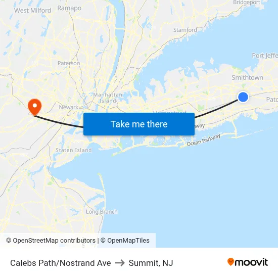 Calebs Path/Nostrand Ave to Summit, NJ map