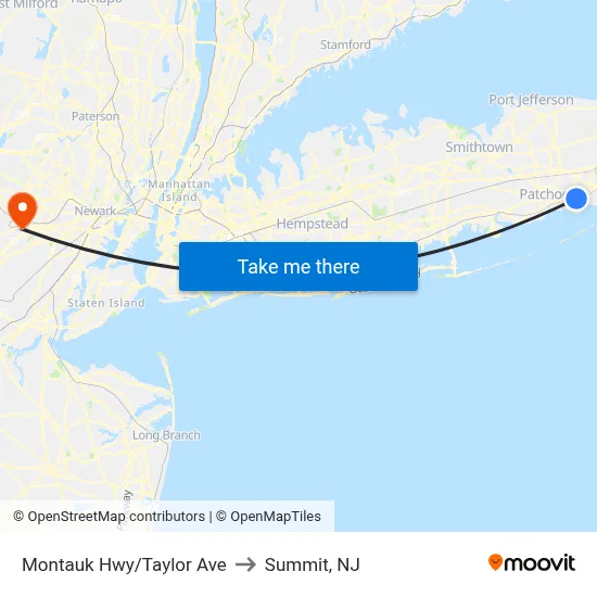 Montauk Hwy/Taylor Ave to Summit, NJ map