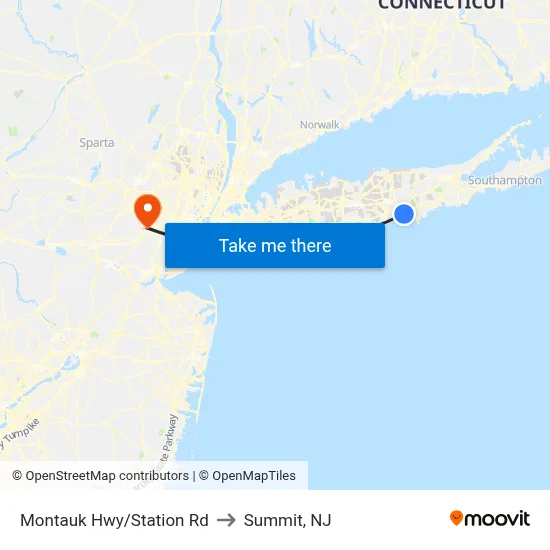 Montauk Hwy/Station Rd to Summit, NJ map