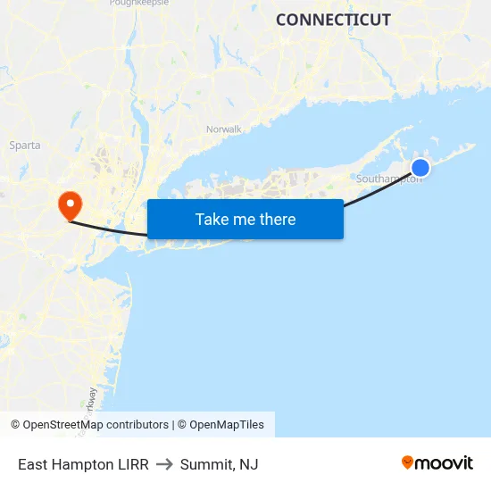 East Hampton LIRR to Summit, NJ map