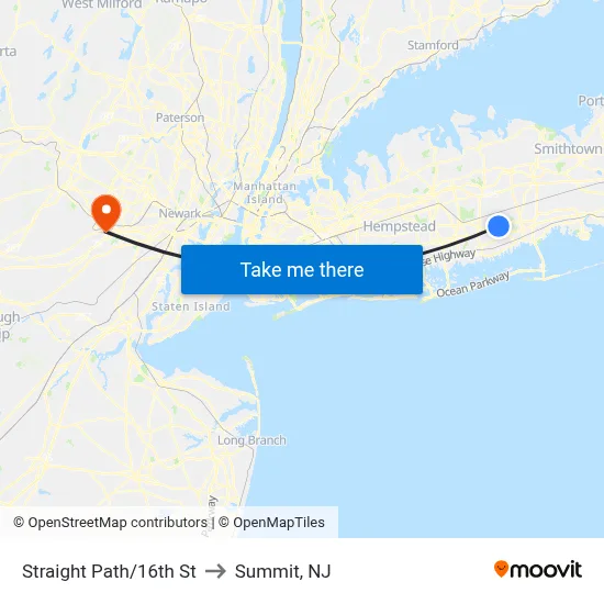 Straight Path/16th St to Summit, NJ map
