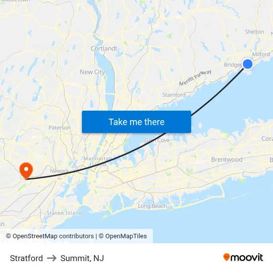 Stratford to Summit, NJ map