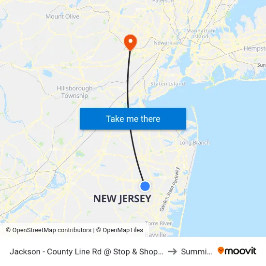 Jackson - County Line Rd @ Stop & Shop (Southbound) to Summit, NJ map