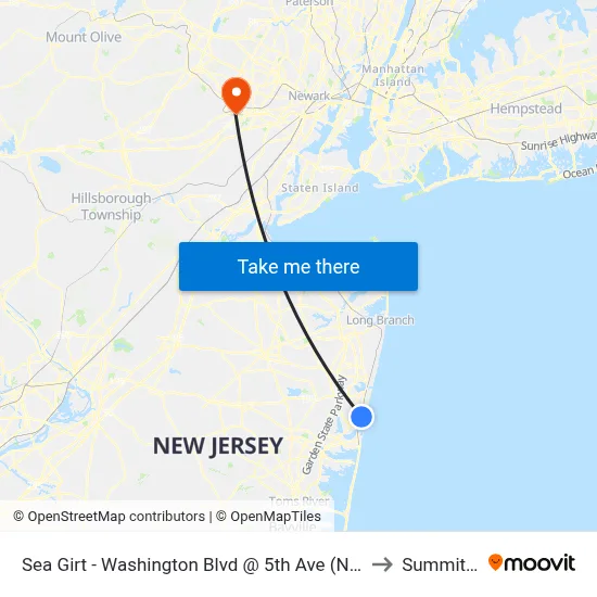 Sea Girt - Washington Blvd @ 5th Ave (Northbound) to Summit, NJ map