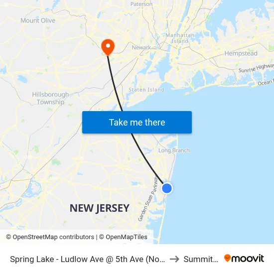 Spring Lake - Ludlow Ave @ 5th Ave (Northbound) to Summit, NJ map