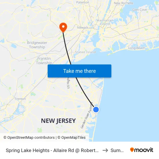 Spring Lake Heights - Allaire Rd @ Robertson Park (Southbound) to Summit, NJ map