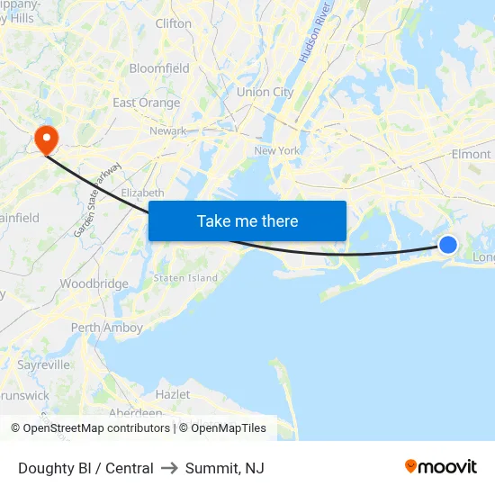 Doughty Bl / Central to Summit, NJ map