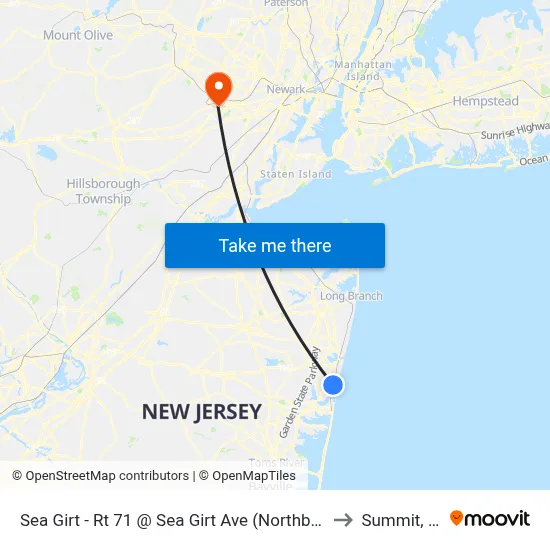Sea Girt - Rt 71 @ Sea Girt Ave (Northbound) to Summit, NJ map