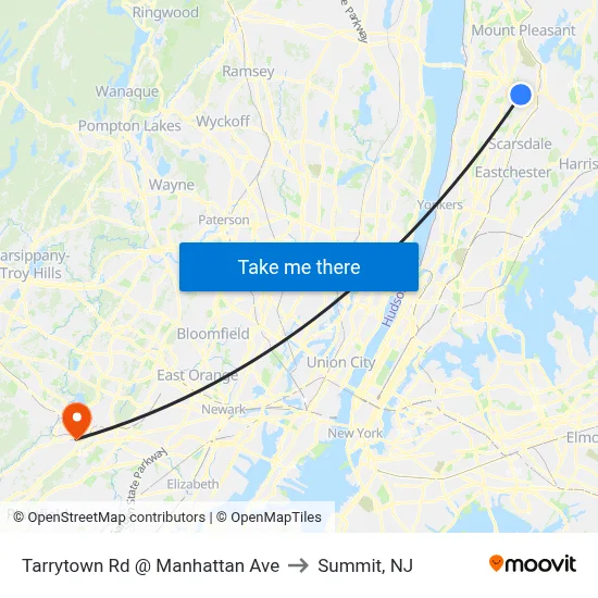 Tarrytown Rd @ Manhattan Ave to Summit, NJ map