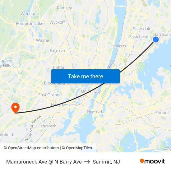 Mamaroneck Ave @ N Barry Ave to Summit, NJ map