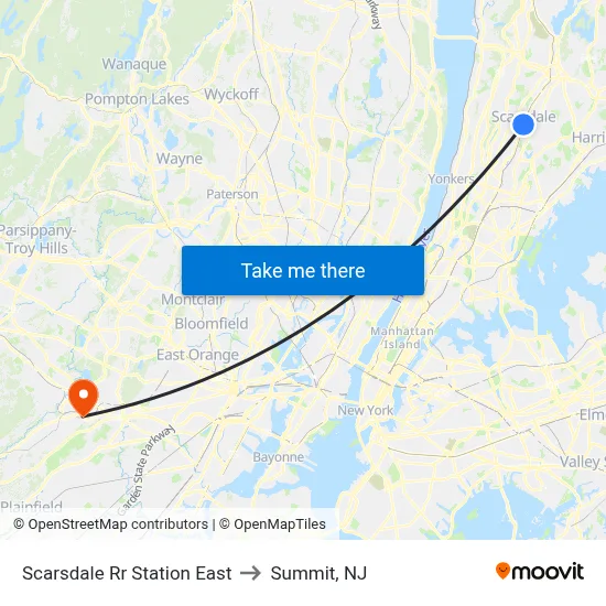 Scarsdale Rr Station East to Summit, NJ map