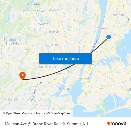 McLean Ave @ Bronx River Rd to Summit, NJ map