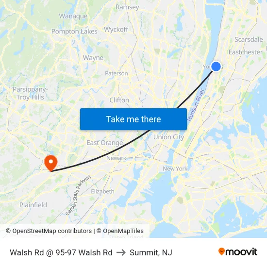 Walsh Rd @ 95-97 Walsh Rd to Summit, NJ map