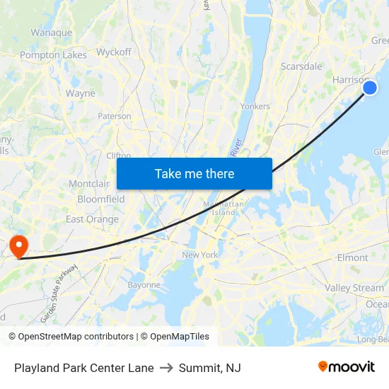 Playland Park Center Lane to Summit, NJ map