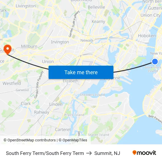 South Ferry Term/South Ferry Term to Summit, NJ map