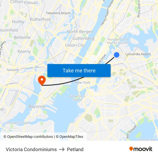 Victoria Condominiums to Petland map