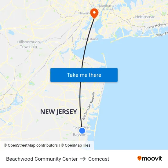 Beachwood Community Center to Comcast map