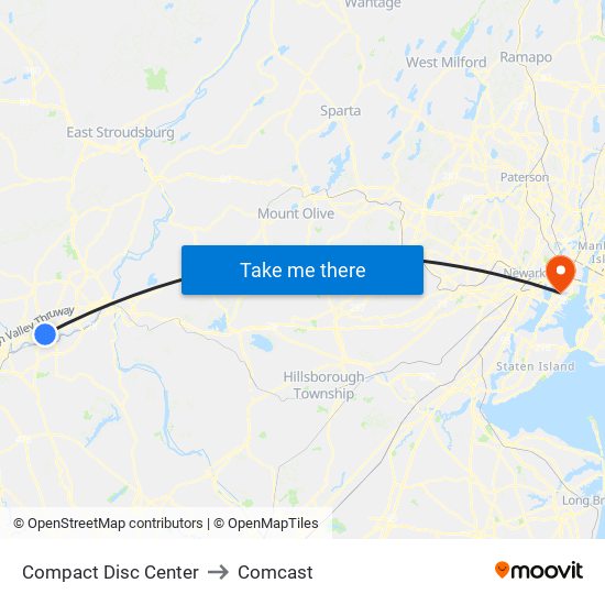 Compact Disc Center to Comcast map