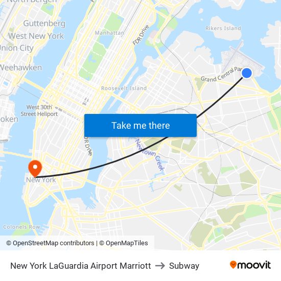 New York LaGuardia Airport Marriott to Subway map
