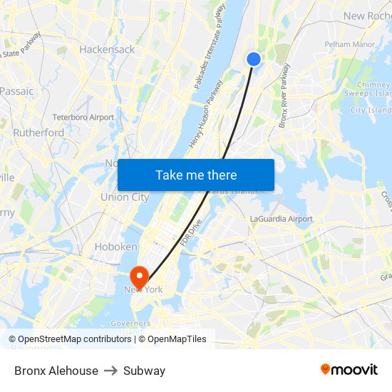 Bronx Alehouse to Subway map