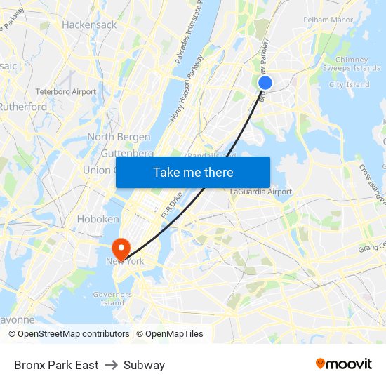 Bronx Park East to Subway map