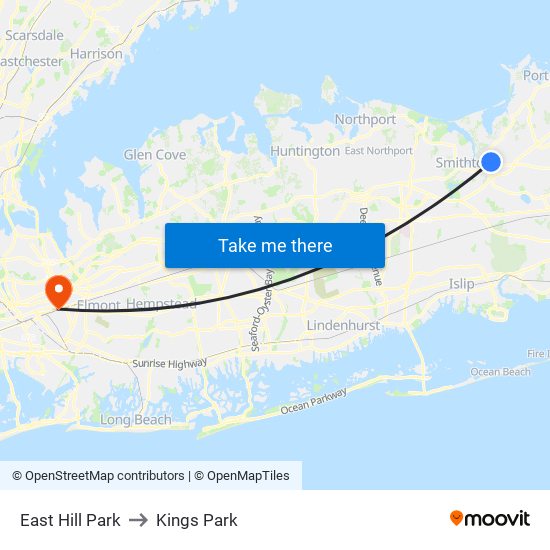 East Hill Park to Kings Park map