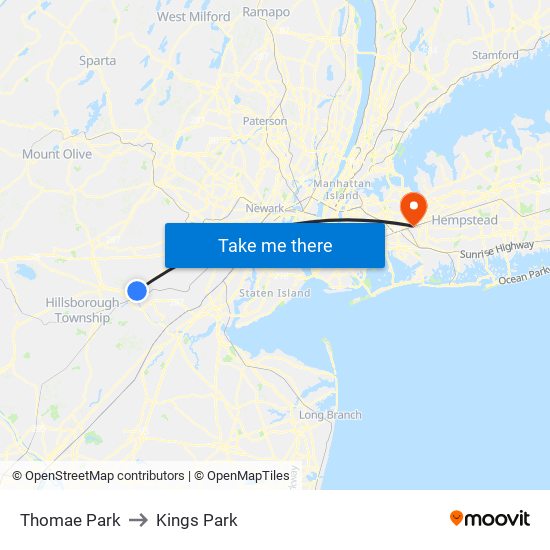 Thome Park to Kings Park map