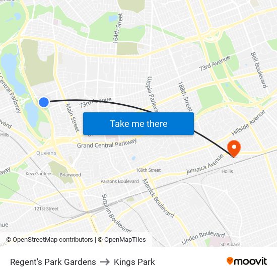 Regent's Park Gardens to Kings Park map