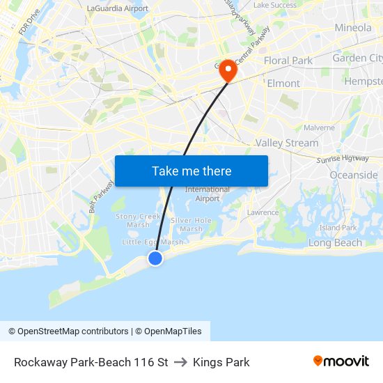 Rockaway Park-Beach 116 St to Kings Park map