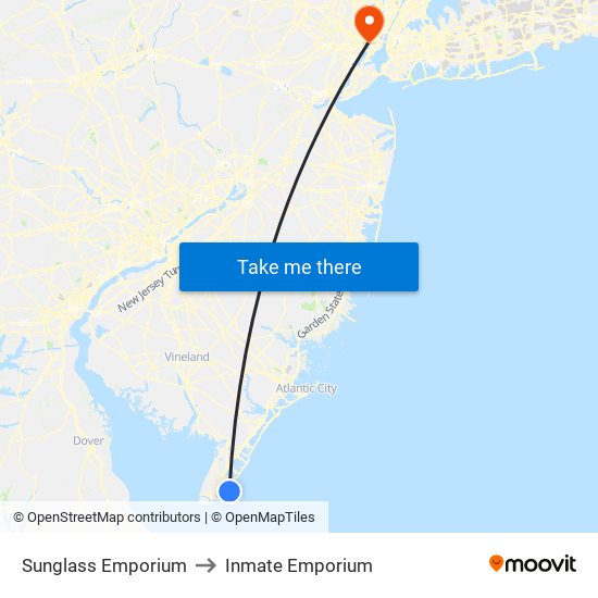 Sunglass Emporium to Inmate Emporium map