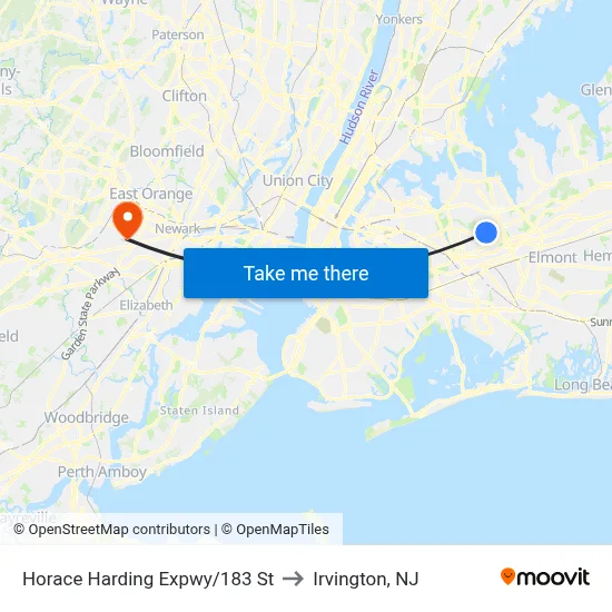 Horace Harding Expwy/183 St to Irvington, NJ map
