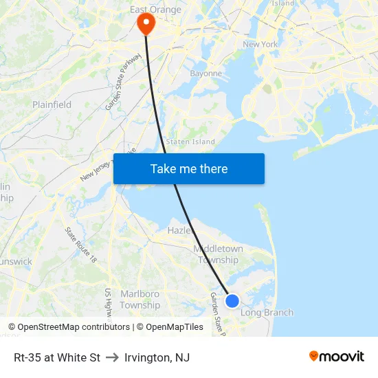 Rt-35 at White St to Irvington, NJ map