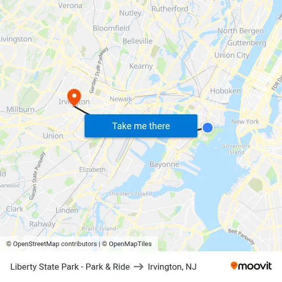Liberty State Park - Park & Ride to Irvington, NJ map