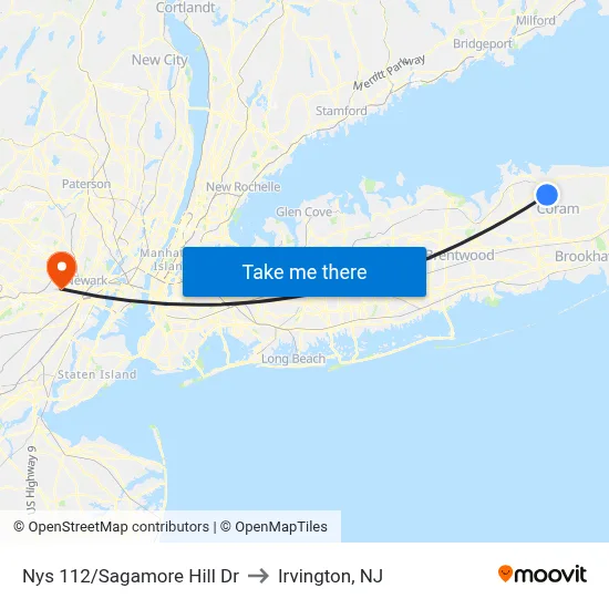 Nys 112/Sagamore Hill Dr to Irvington, NJ map