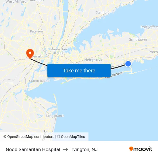 Good Samaritan Hospital to Irvington, NJ map