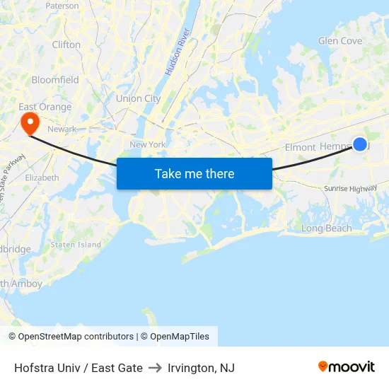 Hofstra Univ / East Gate to Irvington, NJ map