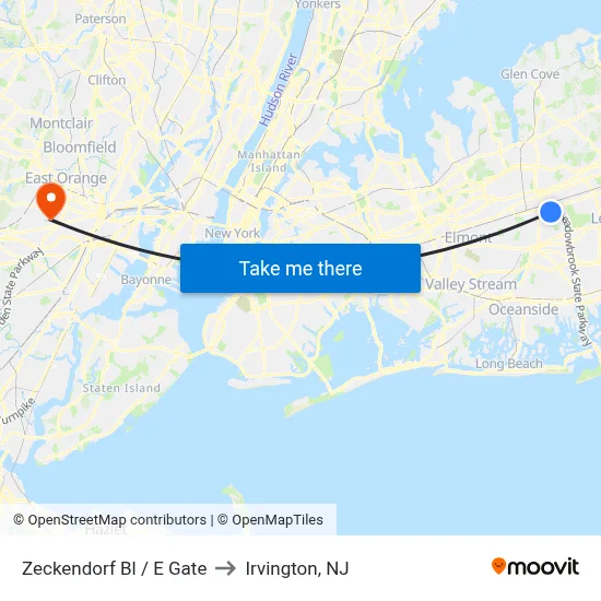 Zeckendorf Bl / E Gate to Irvington, NJ map